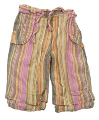 Hnedo-béžovo-ružové pruhované culottes nohavice Mini Mode