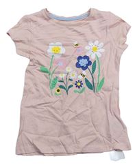 Ružové tričko s kvetmi zn. Mothercare