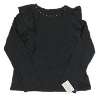 Nové - Tmavošedé triko s kamínky a volánky Dunnes Stores