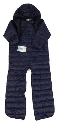 Nové - Tmavomodrá šušťáková zimná kombinéza s kapucňou Papagino