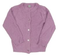 Fialový chlupatý třpytivý propínací svetr Tu