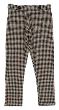 Smetanovo-černo-hnědé kostkované legíny Next