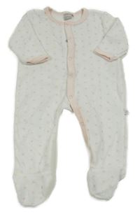 Bielo-ružový zamatový overal so srdiečkami