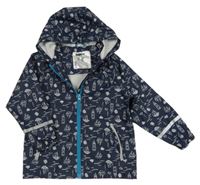 Tmavomodrá vodeodolná jarná bunda s loďkami a kapucňou Lupilu