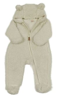 Smotanová huňatá podšitá kombinéza s kapucňou H&M