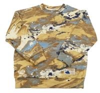 Okarovo-smetanovo-světlemodro-tmavomodrá vzorovaná mikina H&M