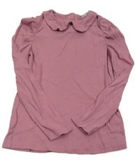 Ružové rebrované tričko s golierikom Matalan