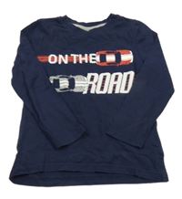 Tmavomodré tričko s nápismi a autami Kids