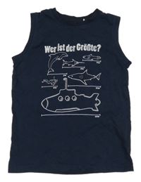 Tmavomodré tielko so žralokmi Topolino