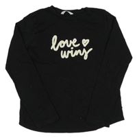 Černé triko s nápisem Mango