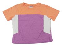 Oranžovo-fialovo-biele crop tričko Kappa