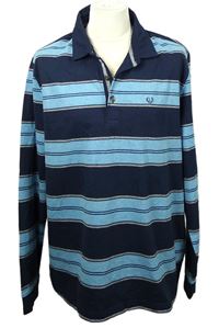 Pánské modro-tmavomodré pruhované triko s límečkem Lincoln vel. 3XL