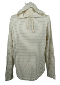 Pánské smetanovo-šedé pruhované triko s kapucí George 