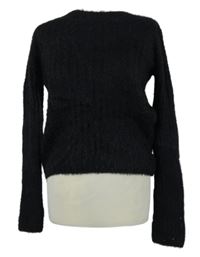 Dámsky čierny chlpatý crop sveter Next