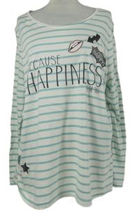 Dámské modro-bílé pruhované triko s nápisem 