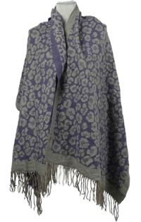 Dámska sivo-fialová vzorovaná šál
