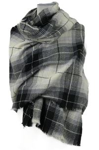 Dámský černo-šedo-lila kostkovaný pletený pléd New Look 