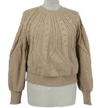 Dámský béžový vzoroaný crop svetr s nabíranými rukávy Shein 