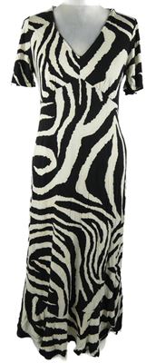 Dámské černo-smetanové vzorované midi šaty New Look 