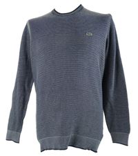 Pánský tmavomodrý pruhovaný svetr Lacoste 
