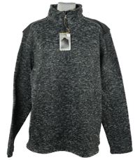 Nové - Pánská tmavošedá melírovaná pletená pracovní mikina Workwear