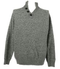 Pánský šedo-bílý vzorovaný svetr s límečkem Next