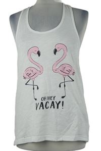 Dámský bílý top s plameňáky Love To Lounge 