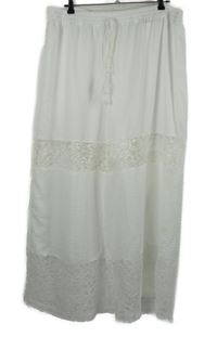 Dámské bílé volné kalhoty s krajkovými pruhy Shein 