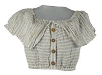 Nové - Dámská béžovo-bílá pruhovaná crop halenka Primark 