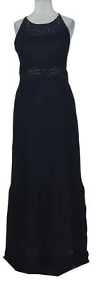 Dámske tmavomodré dlhé šaty s čipkou Superdry