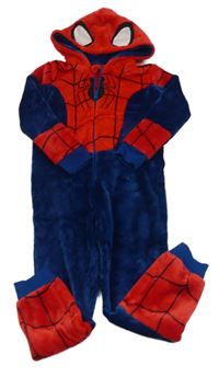 Červeno-modrá chlupatá kombinéza s kapucí- spiderman Marvel