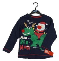 Nové- Tmavomodré triko se Santa Clausem a dinem Dunnes