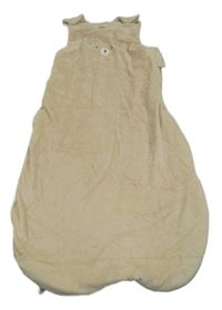 Béžový sametový zateplený spací pytel s medvěďom M&S