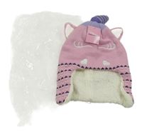 Nové - Růžová vzorovaná čepice s jednorožcem