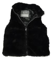 Čierna kožušinová podšitá vesta Tu