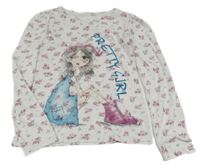 Biele kvetinové tričko s dívkou