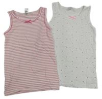 2set- košilka bílá puntíkatá+ bílo-růžová pruhovaná