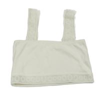 Biely rebrovaný crop top s kolečky Shein