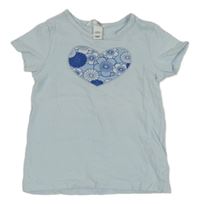 Světlemodré tričko se srdíčkem z kytiček H&M