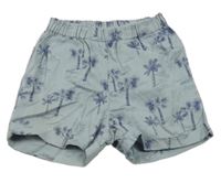 Světlemodré plátěné kraťasy s palmami H&M