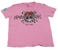 Ružové tričko s lebkou s mašlou a flitrami