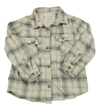 Smetanovo-šedá kostkovaná košile ZARA