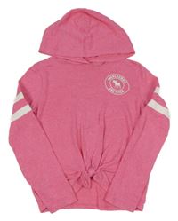 Ružový úpletový sveter s logom a kapucňou Abercrombie&Fitch