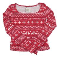 Červeno-biele vzorované vianočné crop tričko H&M