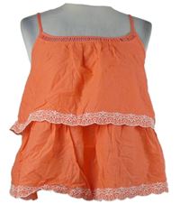 Nové - Dámsky korálový blúzková ý vrstvený top s výšivkou Atmosphere