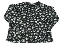 Tmavosivá zamatová mikina s leopardím vzorom C&A