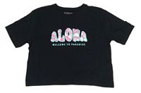 Čierne crop tričko s nápisom Primark