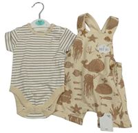 2set - Béžové laclové kraťasy s podmořským světem + pruhované body George