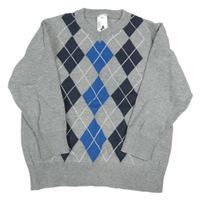 Sivo-modrý károvaný sveter C&A