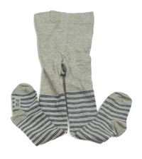 Sivo-tmavomodré pruhované pančuchy Pocopiano